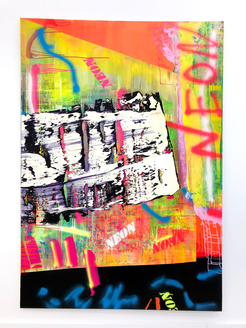 Neon-City. 140x200cm. Oil, acrylic and spraypaint on canvas. 2021